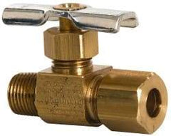 Eaton - 150 Max psi, 1/4 x 1/8" Pipe, Brass, Inline Instrumentation Needle Valve - Compression x MNPT End Connections - USA Tool & Supply