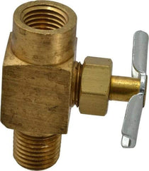 Eaton - 150 Max psi, 1/4" Pipe, Brass, Inline Instrumentation Needle Valve - FNPT x MNPT End Connections - USA Tool & Supply
