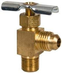 Eaton - 150 Max psi, 1/4 x 1/8" Pipe, Brass, Flare Angled Instrumentation Needle Valve - Flare x MNPT End Connections - USA Tool & Supply