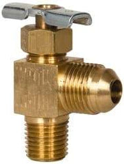 Eaton - 150 Max psi, 3/8 x 1/4" Pipe, Brass, Flare Angled Instrumentation Needle Valve - Flare x MNPT End Connections - USA Tool & Supply