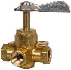 Eaton - Steel 3 Way Shutoff Drain Cock & Shutoff Valve - 1/4 Thread, 30 Max psi - USA Tool & Supply