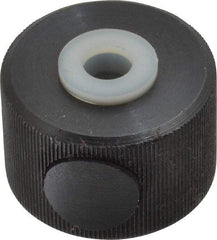 Morton Machine Works - 3/8-16" UNC Thread, Black Oxide Finish, Steel Round Knurled Push Button Thumb Nut - 3/4" Overall Height, 1-1/8" Head Diam - USA Tool & Supply