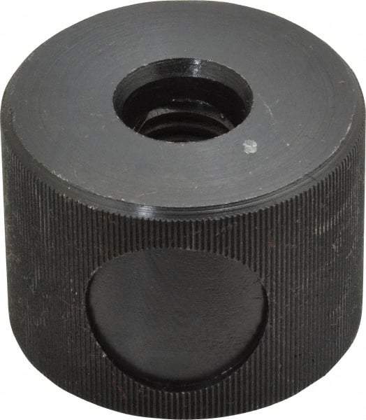 Morton Machine Works - 1/2-13" UNC Thread, Black Oxide Finish, Steel Round Knurled Push Button Thumb Nut - 1-1/8" Overall Height, 1-1/2" Head Diam - USA Tool & Supply