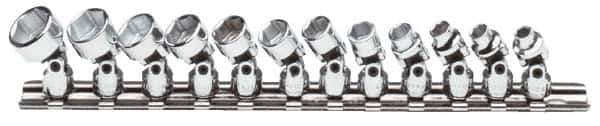 Proto - 12 Piece 1/4" Drive Standard Socket Set - 6 Points, 5 to 15mm, Metric Measurement Standard - USA Tool & Supply