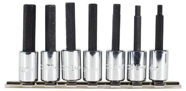 Proto - 7 Piece 3/8" Drive Metric Hex Bit Socket Set - 4 to 10mm Hex - USA Tool & Supply