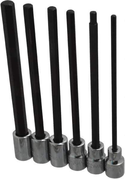 Proto - 6 Piece 3/8" Drive Metric Hex Bit Socket Set - 4 to 10mm Hex - USA Tool & Supply