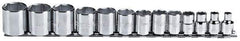 Proto - 13 Piece 3/8" Drive Chrome Finish Socket Set - 6 Points, 1/4" to 1" Range, Inch Measurement Standard - USA Tool & Supply
