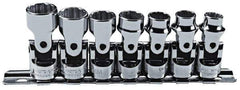 Proto - 7 Piece 3/8" Drive Standard Socket Set - 12 Points, 9 to 15mm, Metric Measurement Standard - USA Tool & Supply
