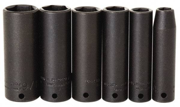 Proto - 7 Piece 1/4" Drive Impact Socket Set - 7mm to 13mm Range, Metric Measurement Standard - USA Tool & Supply