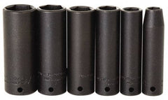 Proto - 7 Piece 1/4" Drive Impact Socket Set - 7mm to 13mm Range, Metric Measurement Standard - USA Tool & Supply