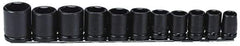Proto - 11 Piece 1/2" Drive Black Finish Impact Socket Set - 6 Points, 1/2" to 1-1/8" Range, Inch Measurement Standard - USA Tool & Supply