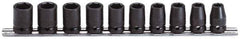 Proto - 10 Piece 1/2" Drive Impact Socket Set - 6 Points, 10 to 19mm, Metric Measurement Standard - USA Tool & Supply