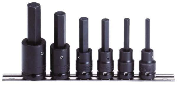 Proto - 6 Piece 1/2" Drive Metric Impact Hex Bit Socket Set - 6 to 17mm Hex - USA Tool & Supply