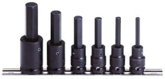 Proto - 6 Piece 1/2" Drive Metric Impact Hex Bit Socket Set - 6 to 17mm Hex - USA Tool & Supply