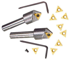 Everede Tool - 130° Included Angle, 0.896" Max Cut Diam, 1" Body Diam, 1/2" Shank Diam, 2-1/2" OAL, Indexable Countersink - 1 Triangle Insert, TPGH 215 Insert Style, Series IND - USA Tool & Supply