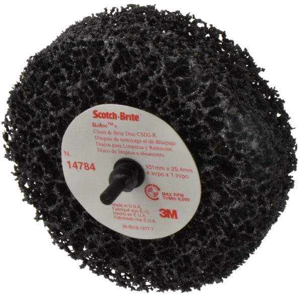 3M - 4" Very Coarse Grade Silicon Carbide Deburring Disc - 1" Center Hole, Arbor Connection, Black, 8,000 Max RPM - USA Tool & Supply