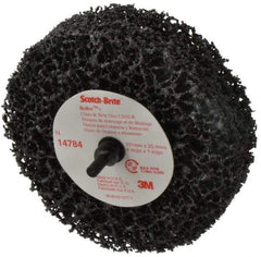 3M - 4" Very Coarse Grade Silicon Carbide Deburring Disc - 1" Center Hole, Arbor Connection, Black, 8,000 Max RPM - USA Tool & Supply
