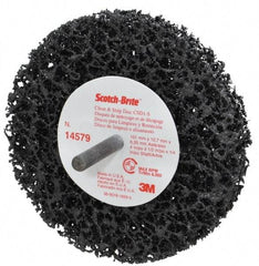 3M - 4" Very Coarse Grade Silicon Carbide Deburring Disc - 1/4" Shank Diam, 1/2" Center Hole, Shank Connection, Black, 8,000 Max RPM - USA Tool & Supply