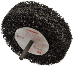3M - 4" Very Coarse Grade Silicon Carbide Deburring Disc - 1/4" Shank Diam, 1" Center Hole, Shank Connection, Black, 8,000 Max RPM - USA Tool & Supply