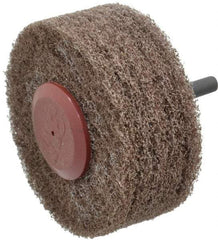 3M - 3" Medium Grade Aluminum Oxide Deburring Disc - 1/4" Shank Diam, Shank Connection, Tan, 10,000 Max RPM - USA Tool & Supply