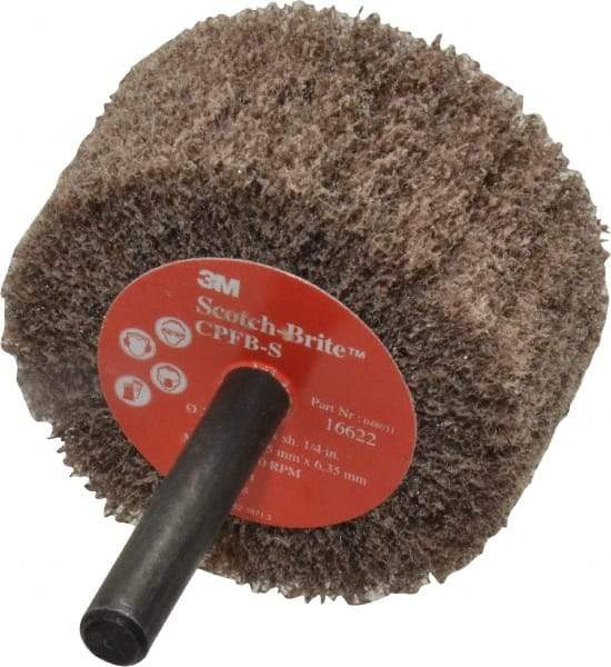 3M - 2" Diam x 1" Face Width, Medium Aluminum Oxide Nonwoven Mounted Flap Wheel - 1/4" Shank Mount, 12,000 Max RPM - USA Tool & Supply