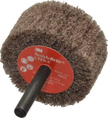 3M - 2" Diam x 1" Face Width, Medium Aluminum Oxide Nonwoven Mounted Flap Wheel - 1/4" Shank Mount, 12,000 Max RPM - USA Tool & Supply