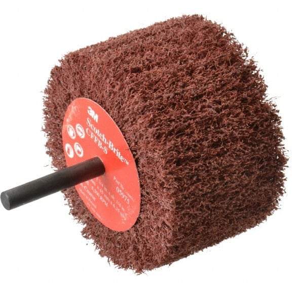 3M - 3" Diam x 1-3/4" Face Width, Coarse Aluminum Oxide Nonwoven Mounted Flap Wheel - 1/4" Shank Mount, 8,500 Max RPM - USA Tool & Supply