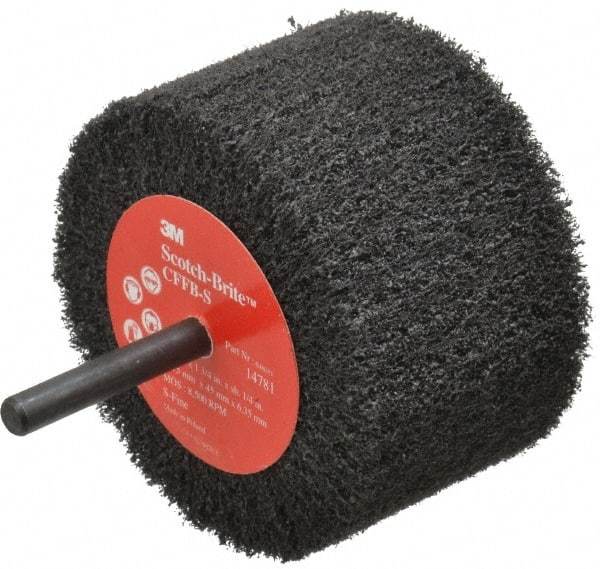 3M - 3" Diam x 1-3/4" Face Width, Fine Silicon Carbide Nonwoven Mounted Flap Wheel - 1/4" Shank Mount, 8,500 Max RPM - USA Tool & Supply