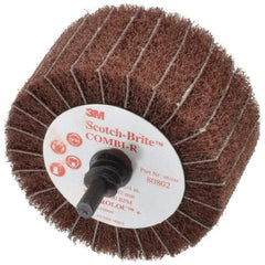 3M - 2-1/2" Diam x 1-1/4" Face Width, Medium Aluminum Oxide Nonwoven & Coated Mounted Flap Wheel - Roloc Mount, 80 Grit, X Weighted Backing, 7,000 Max RPM - USA Tool & Supply