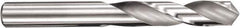 SGS - 3.5mm 145° Spiral Flute Solid Carbide Screw Machine Drill Bit - TiN Finish, Right Hand Cut, 20mm Flute Length, 52mm OAL, Four Facet Point, Straight Shank - USA Tool & Supply
