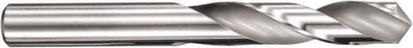 SGS - 5.9mm 145° Spiral Flute Solid Carbide Screw Machine Drill Bit - Bright Finish, Right Hand Cut, 28mm Flute Length, 66mm OAL, Four Facet Point, Straight Shank - USA Tool & Supply