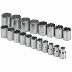 SK - 1/2" Drive Standard Socket Set - 10 to 28mm, Metric Measurement Standard - USA Tool & Supply