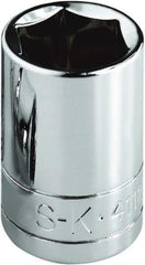 SK - 9/16", 1/4" Drive, Standard Hand Socket - 6 Points, Steel, Chrome Finish - USA Tool & Supply