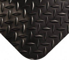 Wearwell - 9' Long x 4' Wide, Dry Environment, Anti-Fatigue Matting - Black, Vinyl with Nitrile Blend Base, Beveled on 4 Sides - USA Tool & Supply