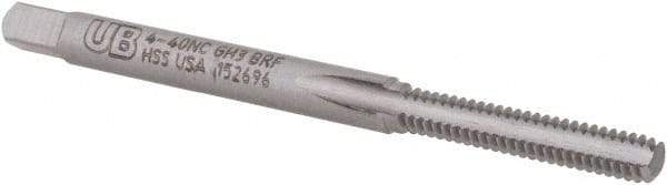 Union Butterfield - #4-40 UNC 2B/3B H3 Thread Limit Bottoming Thread Forming Tap - High Speed Steel, Bright Finish, 1-7/8" OAL, 9/16" Thread Length, Right Hand Thread, Series 3300 - USA Tool & Supply