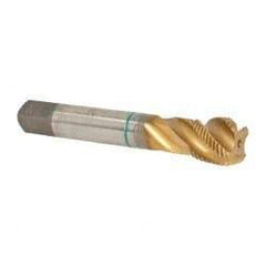Guhring - 3/4-16 UNF 4 Flute 2B Modified Bottoming Spiral Flute Tap - Cobalt, TiN Finish, 4-1/4" OAL, Right Hand Flute, Right Hand Thread, Series 3923 - USA Tool & Supply