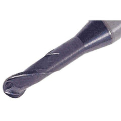 Iscar - 5mm Diam, 7.5mm LOC, 2 Flute Solid Carbide Ball End Mill - TiAlN Finish, Single End, 60mm OAL, 6mm Shank Diam, Spiral Flute - USA Tool & Supply