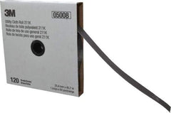 3M - 1" x 50 Yd 120 Grit Aluminum Oxide Cloth Roll - Fine Grade, J Weighted Backing - USA Tool & Supply