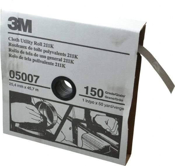 3M - 1" x 50 Yd 150 Grit Aluminum Oxide Cloth Roll - Very Fine Grade, J Weighted Backing - USA Tool & Supply