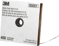 3M - 1" x 50 Yd 400 Grit Aluminum Oxide Cloth Roll - Super Fine Grade, J Weighted Backing - USA Tool & Supply