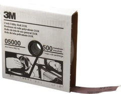 3M - 1" x 50 Yd 500 Grit Aluminum Oxide Cloth Roll - Super Fine Grade, J Weighted Backing - USA Tool & Supply
