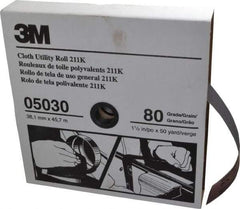 3M - 1-1/2" x 50 Yd 80 Grit Aluminum Oxide Cloth Roll - Medium Grade, J Weighted Backing - USA Tool & Supply
