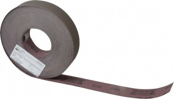 3M - 1-1/2" x 50 Yd 220 Grit Aluminum Oxide Cloth Roll - Very Fine Grade, J Weighted Backing - USA Tool & Supply