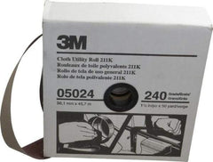 3M - 1-1/2" x 50 Yd 240 Grit Aluminum Oxide Cloth Roll - Very Fine Grade, J Weighted Backing - USA Tool & Supply
