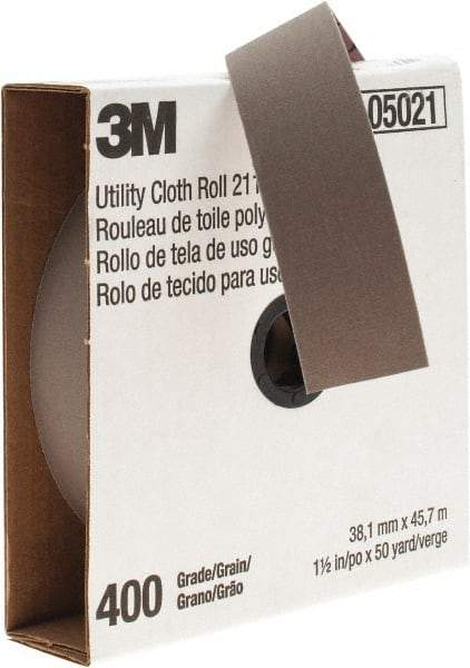 3M - 1-1/2" x 50 Yd 400 Grit Aluminum Oxide Cloth Roll - Super Fine Grade, J Weighted Backing - USA Tool & Supply