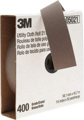 3M - 1-1/2" x 50 Yd 400 Grit Aluminum Oxide Cloth Roll - Super Fine Grade, J Weighted Backing - USA Tool & Supply
