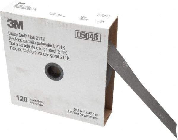 3M - 2" x 50 Yd 120 Grit Aluminum Oxide Cloth Roll - Fine Grade, J Weighted Backing - USA Tool & Supply