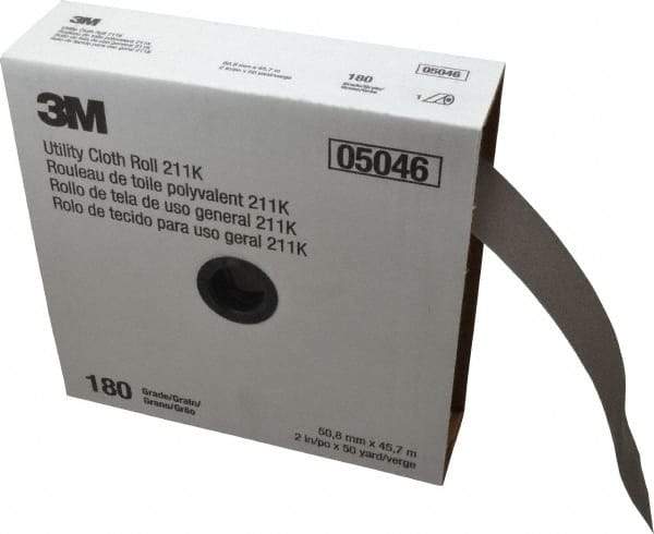 3M - 2" x 50 Yd 180 Grit Aluminum Oxide Cloth Roll - Very Fine Grade, J Weighted Backing - USA Tool & Supply