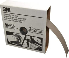 3M - 2" x 50 Yd 220 Grit Aluminum Oxide Cloth Roll - Very Fine Grade, J Weighted Backing - USA Tool & Supply