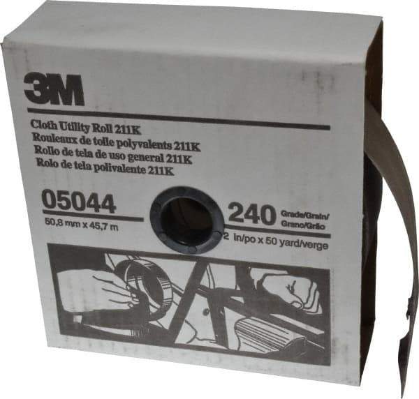 3M - 2" x 50 Yd 240 Grit Aluminum Oxide Cloth Roll - Very Fine Grade, J Weighted Backing - USA Tool & Supply